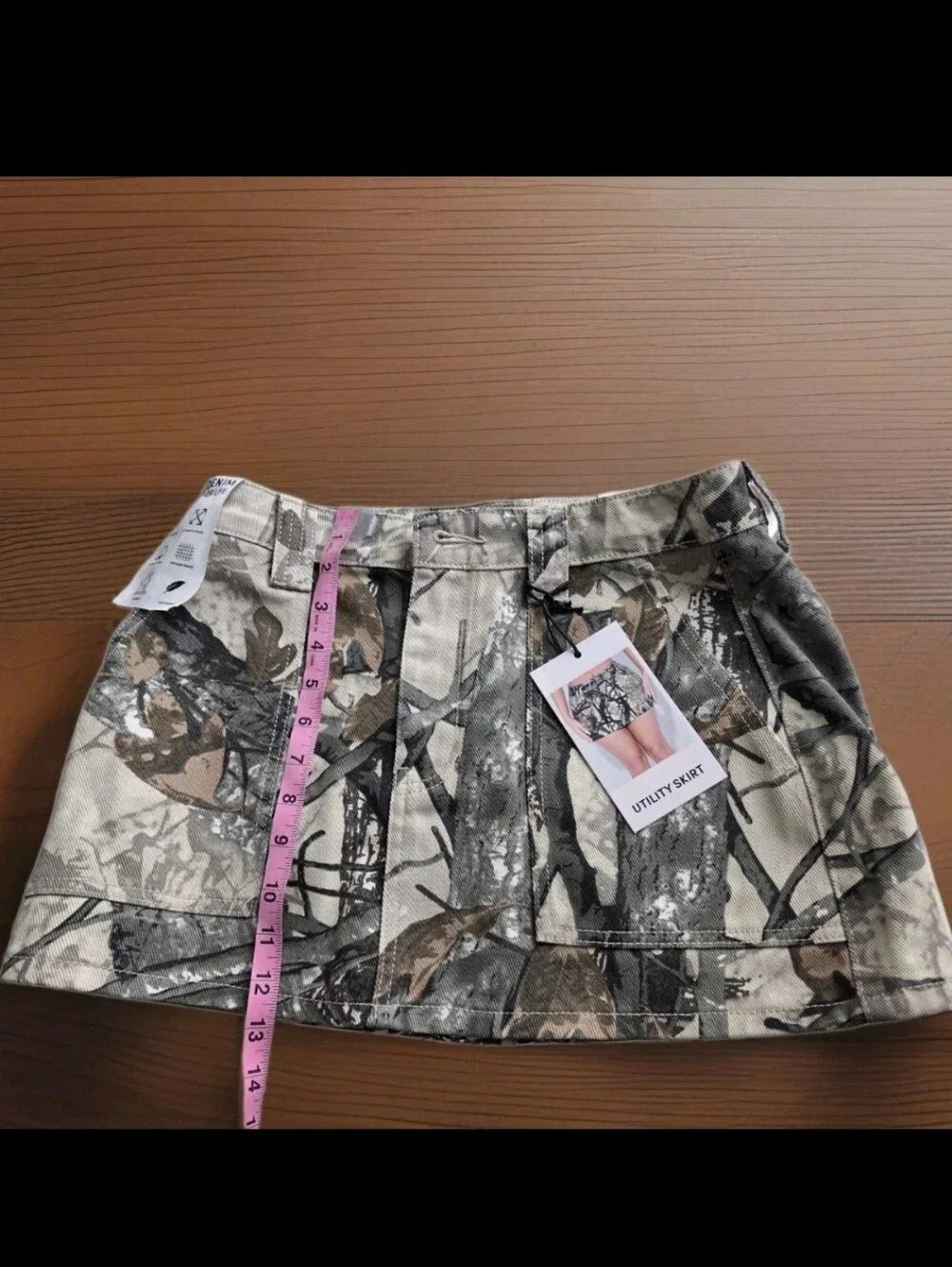 NWT Refrain Camo Print Mini Skirt in Olive & Tan - Back To School